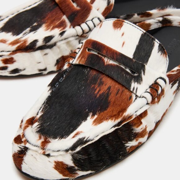 BRAND NEW Steve Madden RAFE BROWN COW PRINT Mules Size 10 - Picture 3 of 4